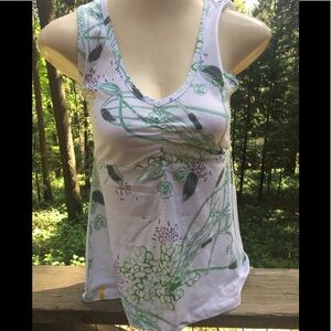Lole cotton knit V neck tank top geo floral print